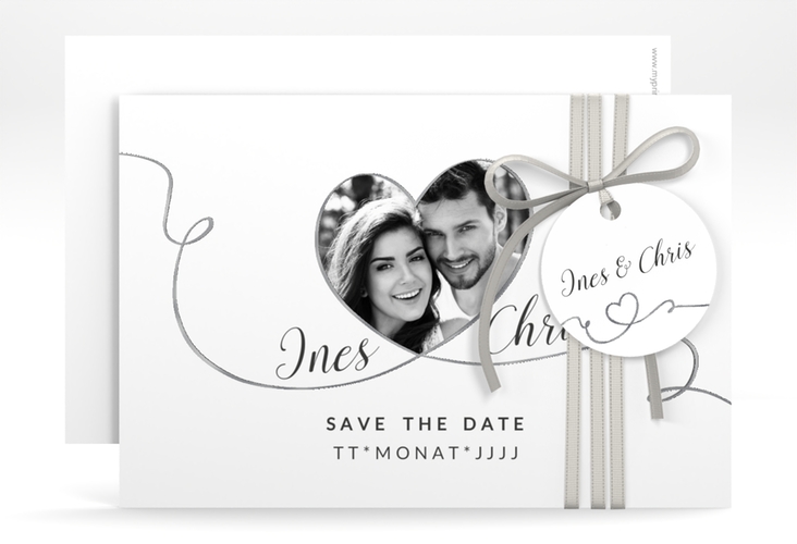 Save the Date-Karte Hochzeit Dolce A6 Karte quer silber