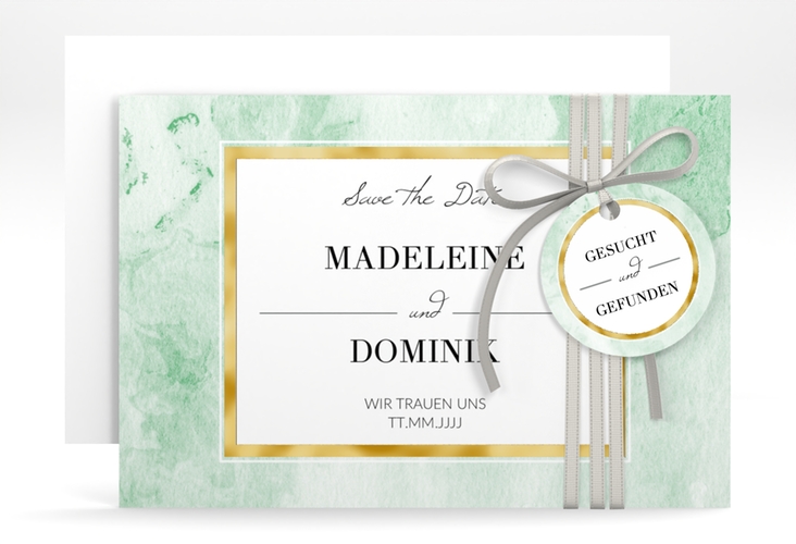 Save the Date-Karte Marble A6 Karte quer gold