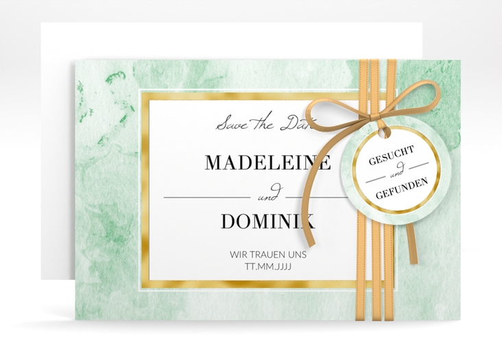 Save the Date-Karte Marble A6 Karte quer gold