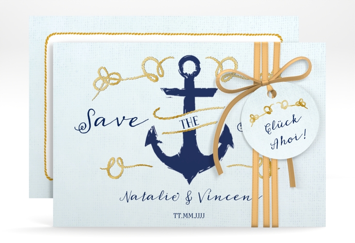Save the Date-Karte Anker A6 Karte quer gold