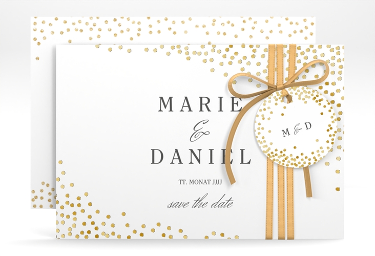 Save the Date-Karte Glitter A6 Karte quer gold