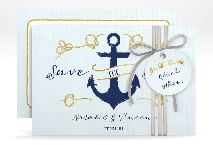Save the Date-Karte Anker A6 Karte quer gold