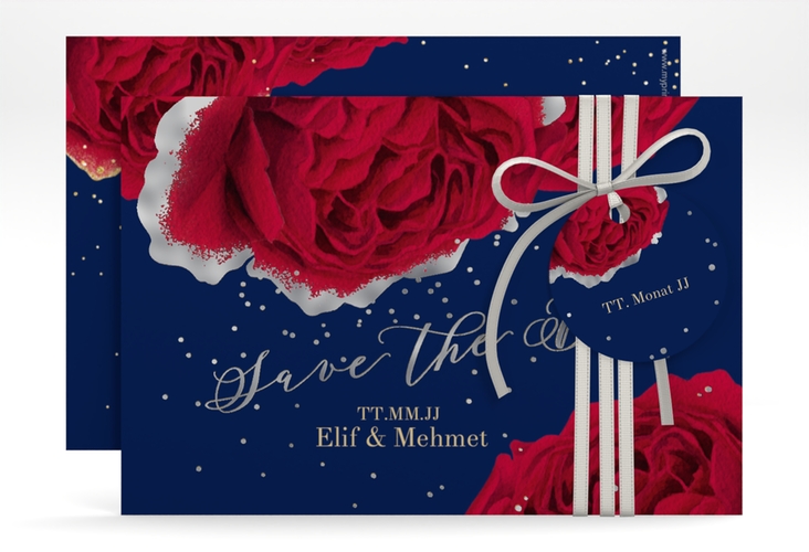 Save the Date-Karte Cherie A6 Karte quer silber