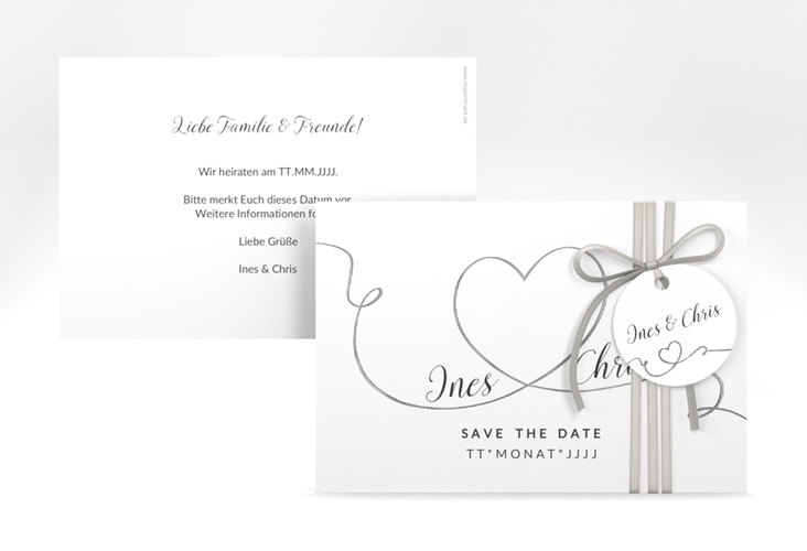 Save the Date-Karte Hochzeit Dolce A6 Karte quer silber