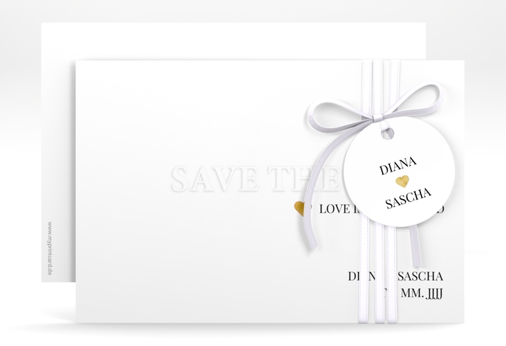 Save the Date-Karte Embossing A6 Karte quer rot gold