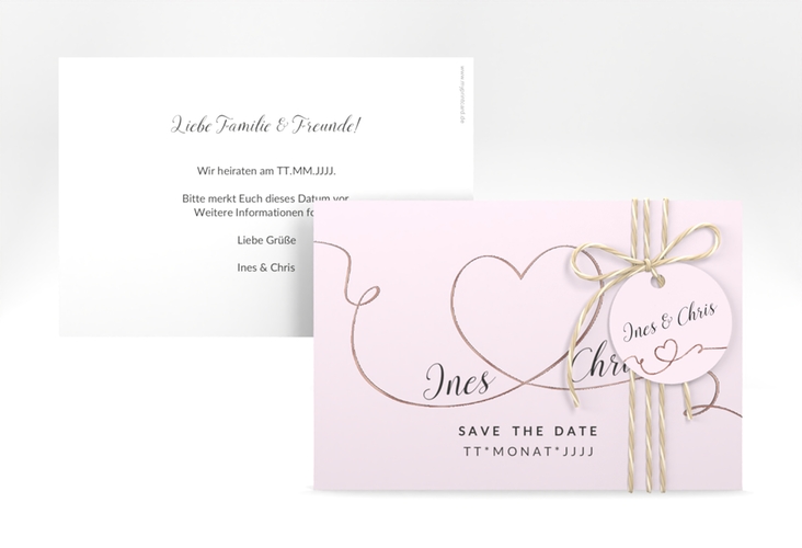 Save the Date-Karte Hochzeit Dolce A6 Karte quer rosa rosegold