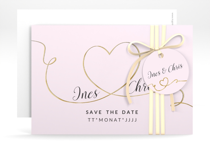 Save the Date-Karte Hochzeit Dolce A6 Karte quer rosa gold