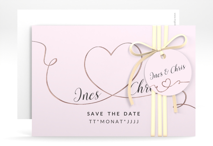 Save the Date-Karte Hochzeit Dolce A6 Karte quer rosa rosegold