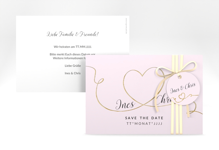 Save the Date-Karte Hochzeit Dolce A6 Karte quer rosa gold