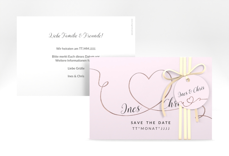 Save the Date-Karte Hochzeit Dolce A6 Karte quer rosa rosegold