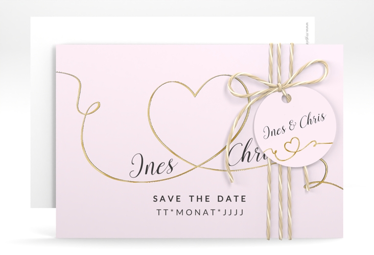 Save the Date-Karte Hochzeit Dolce A6 Karte quer rosa gold