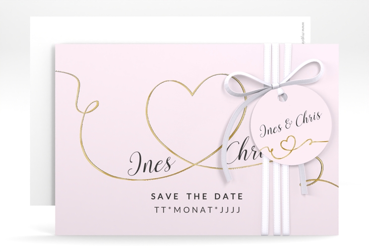 Save the Date-Karte Hochzeit Dolce A6 Karte quer rosa gold