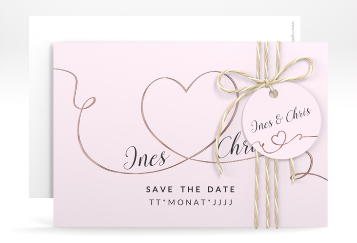 Save the Date-Karte Hochzeit Dolce A6 Karte quer rosa rosegold