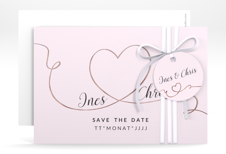 Save the Date-Karte Hochzeit Dolce A6 Karte quer rosa rosegold