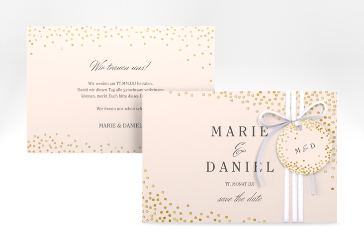 Save the Date-Karte Glitter A6 Karte quer rosa gold