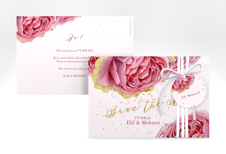Save the Date-Karte Cherie A6 Karte quer rosa gold