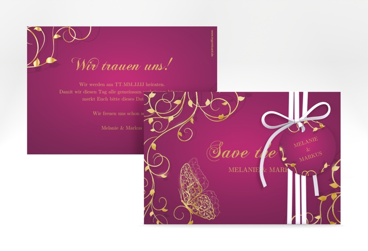 Save the Date-Karte Eternity A6 Karte quer pink gold