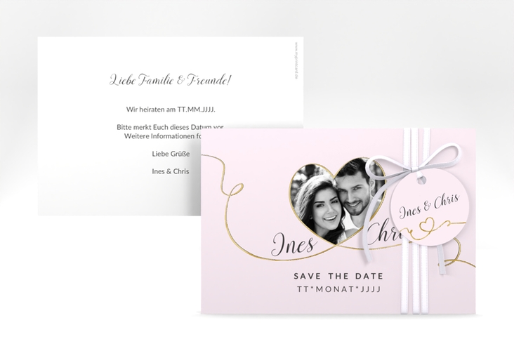 Save the Date-Karte Hochzeit Dolce A6 Karte quer rosa gold
