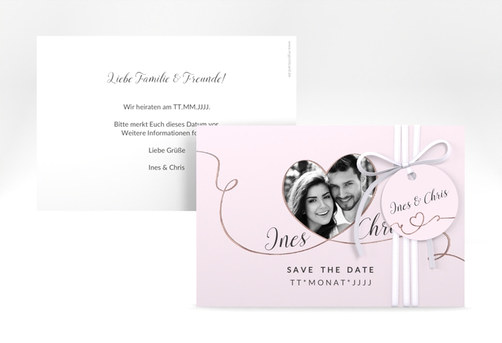 Save the Date-Karte Hochzeit Dolce A6 Karte quer rosa rosegold