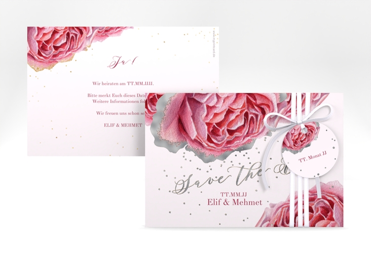 Save the Date-Karte Cherie A6 Karte quer gold silber