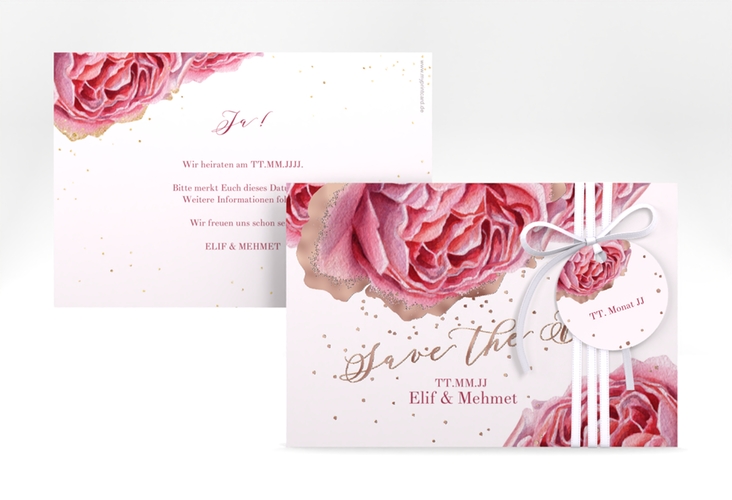 Save the Date-Karte Cherie A6 Karte quer gold rosegold