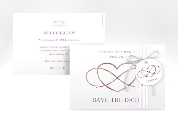 Save the Date-Karte Infinity A6 Karte quer lila rosegold