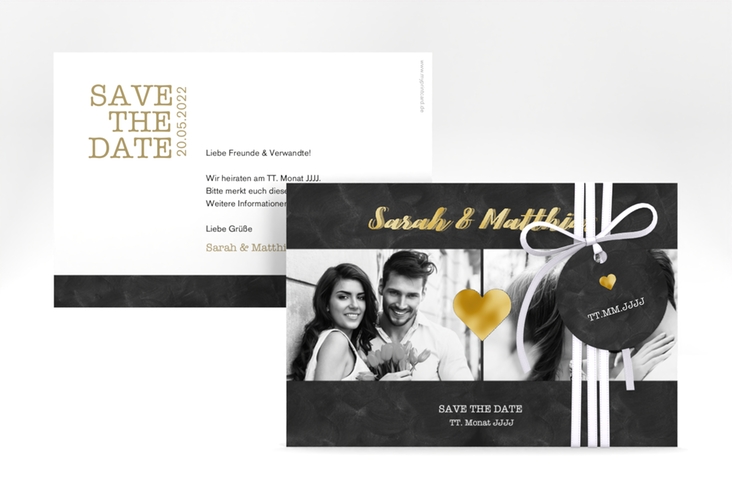 Save the Date-Karte Sparkly A6 Karte quer gold gold
