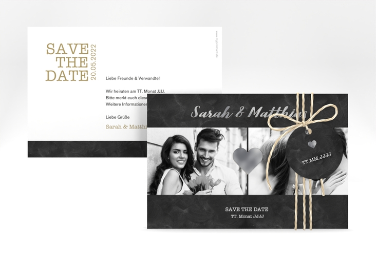 Save the Date-Karte Sparkly A6 Karte quer gold silber