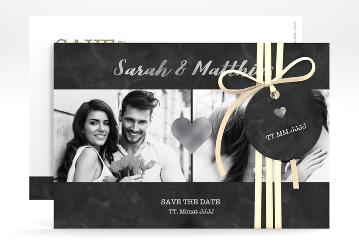 Save the Date-Karte Sparkly A6 Karte quer gold silber