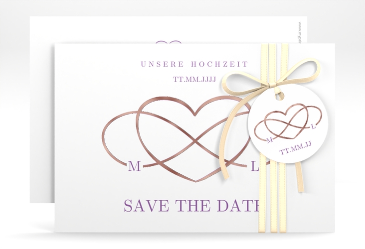 Save the Date-Karte Infinity A6 Karte quer lila rosegold