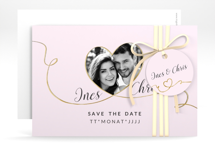 Save the Date-Karte Hochzeit Dolce A6 Karte quer rosa gold