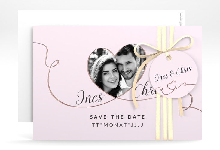 Save the Date-Karte Hochzeit Dolce A6 Karte quer rosa rosegold