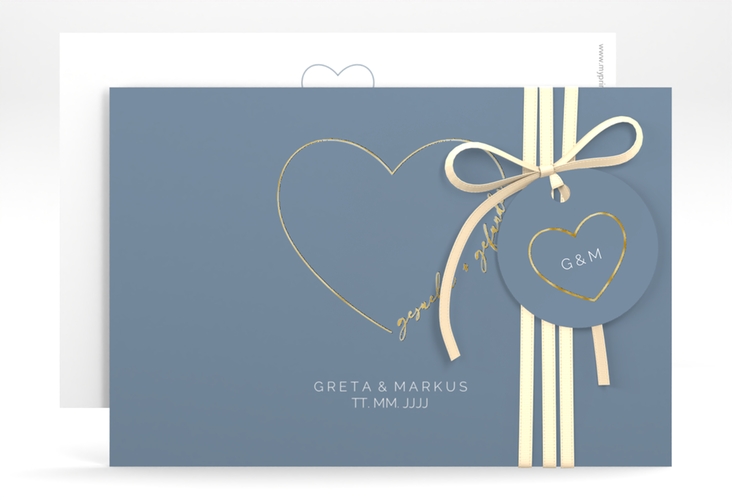 Save the Date-Karte Lebenstraum A6 Karte quer blau gold