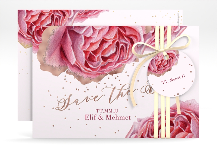 Save the Date-Karte Cherie A6 Karte quer gold rosegold