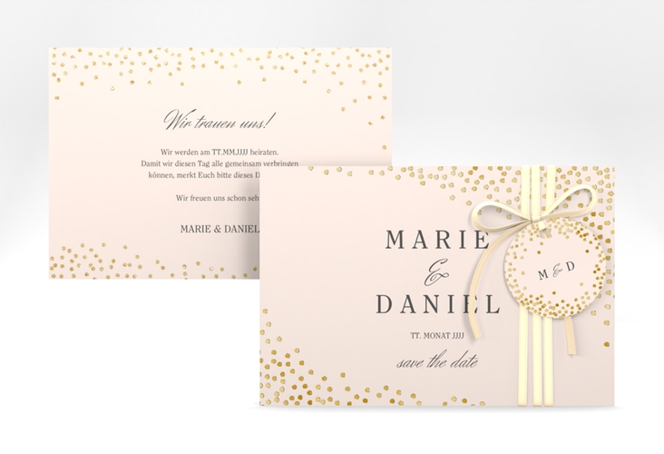 Save the Date-Karte Glitter A6 Karte quer rosa gold