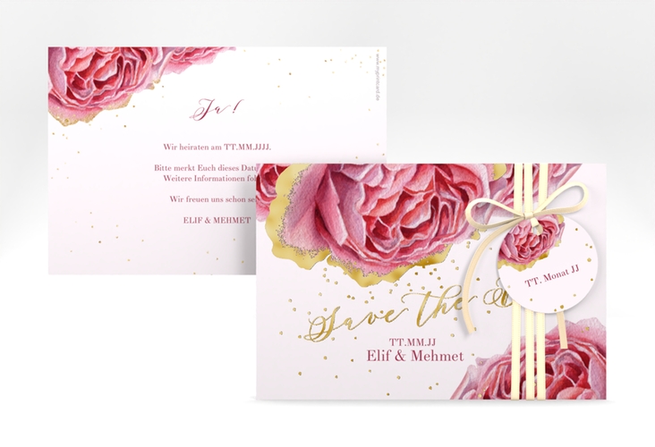 Save the Date-Karte Cherie A6 Karte quer rosa gold