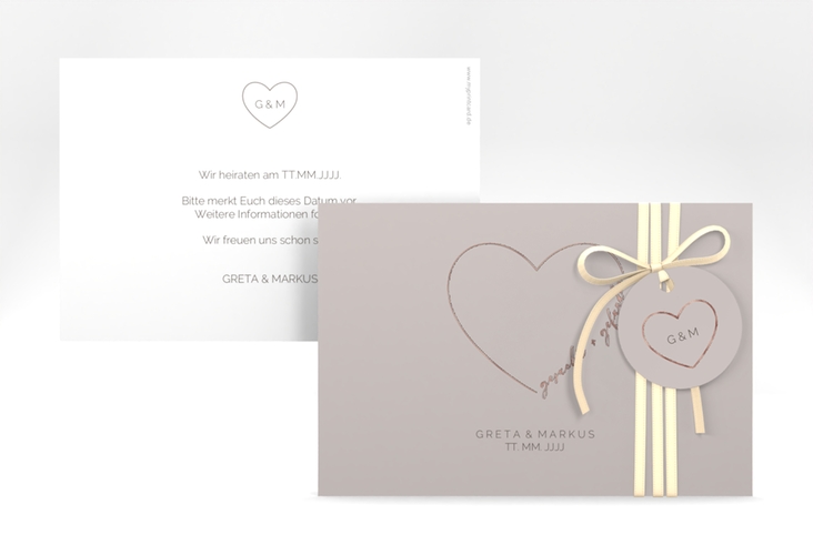 Save the Date-Karte Lebenstraum A6 Karte quer grau rosegold