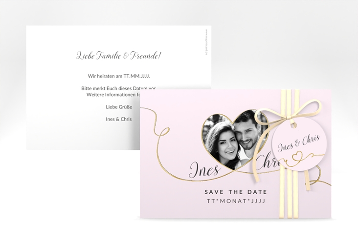 Save the Date-Karte Hochzeit Dolce A6 Karte quer rosa gold