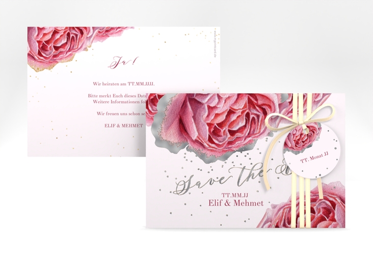 Save the Date-Karte Cherie A6 Karte quer gold silber