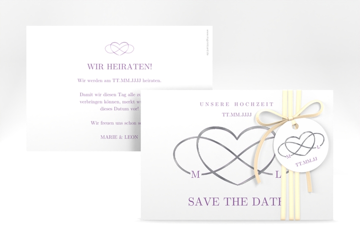Save the Date-Karte Infinity A6 Karte quer lila silber
