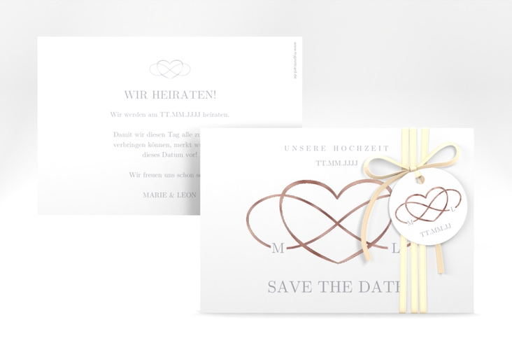 Save the Date-Karte Infinity A6 Karte quer grau rosegold