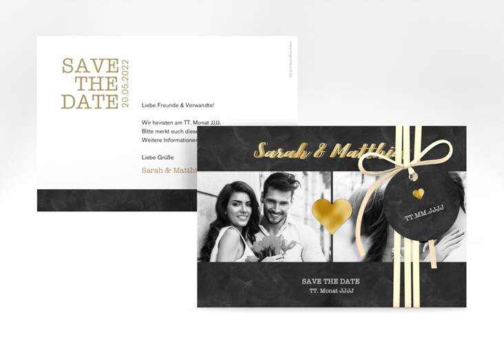 Save the Date-Karte Sparkly A6 Karte quer gold gold
