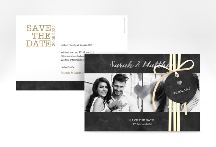 Save the Date-Karte Sparkly A6 Karte quer gold silber