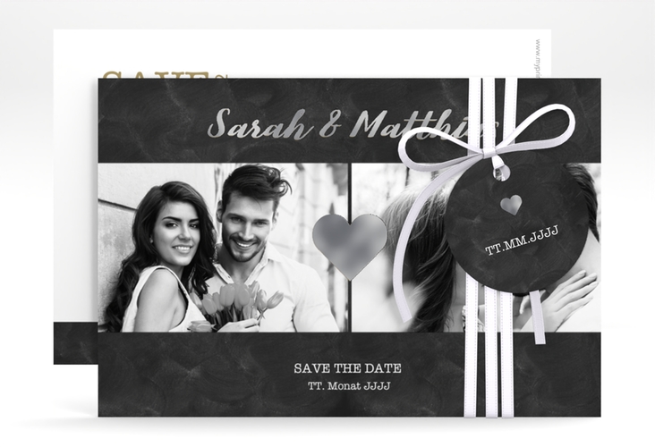 Save the Date-Karte Sparkly A6 Karte quer gold silber