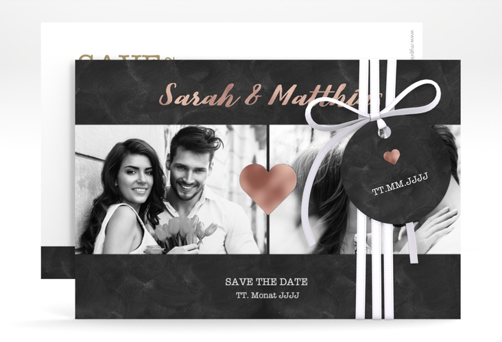Save the Date-Karte Sparkly A6 Karte quer gold rosegold