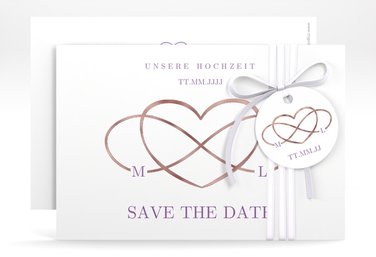 Save the Date-Karte Infinity A6 Karte quer lila rosegold