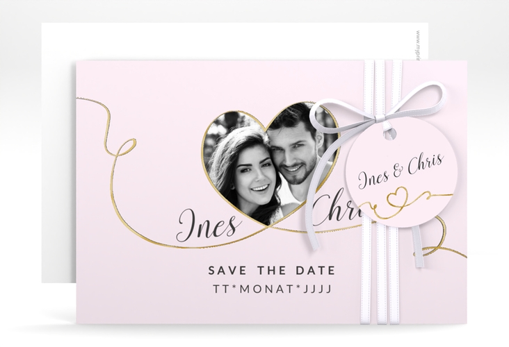 Save the Date-Karte Hochzeit Dolce A6 Karte quer rosa gold