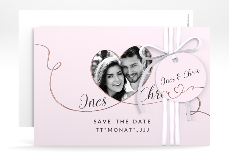 Save the Date-Karte Hochzeit Dolce A6 Karte quer rosa rosegold