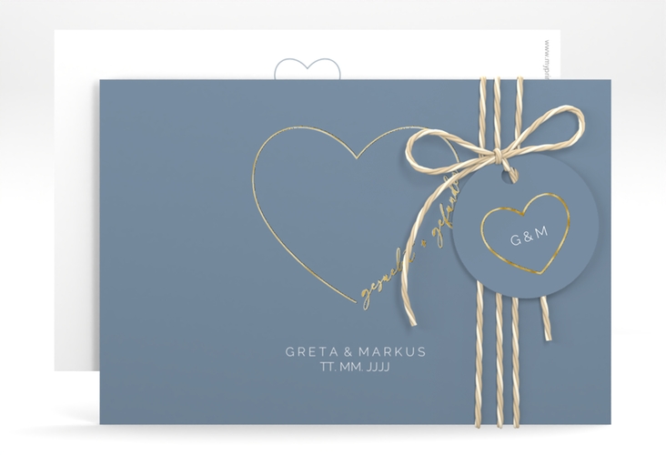 Save the Date-Karte Lebenstraum A6 Karte quer blau gold
