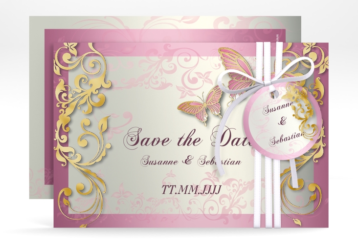 Save the Date-Karte Hochzeit Toulouse A6 Karte quer rosa gold